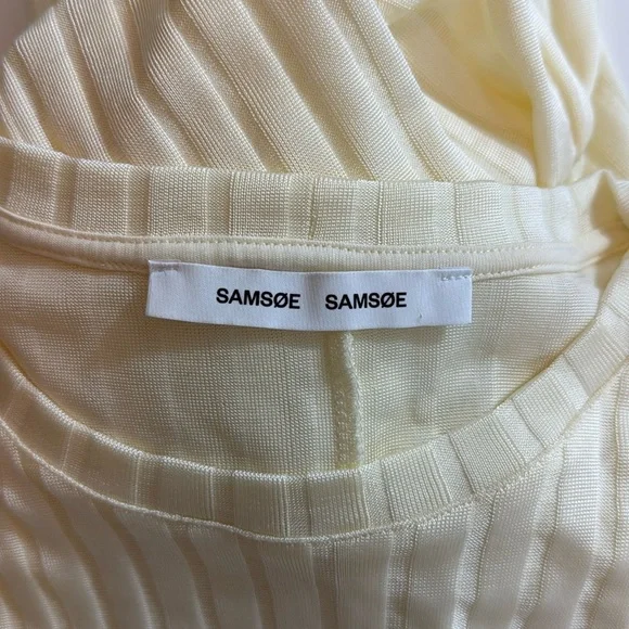 Samsoe Samsoe Jenari Ribbed Knit Eggnog Long Sleeve Sheath Dress Size Large - Picture 11 of 15